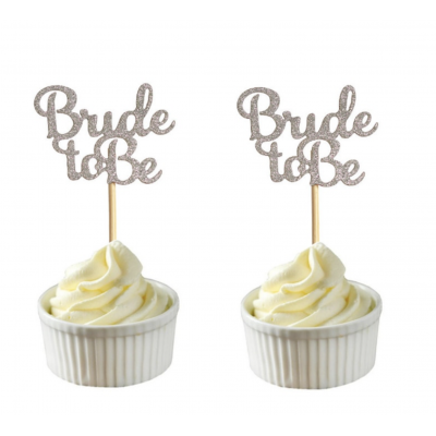 Hens Night Cupcake Toppers 10pack - BRIDE TO BE SILVER